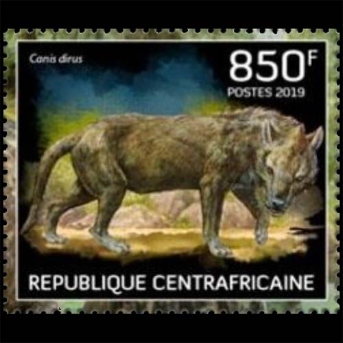 Central African Republic postage - Aenocyon dirus (Dire wolf)