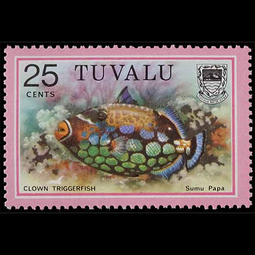Tuvalu postage - Balistoides conspicillum (Clown triggerfish)