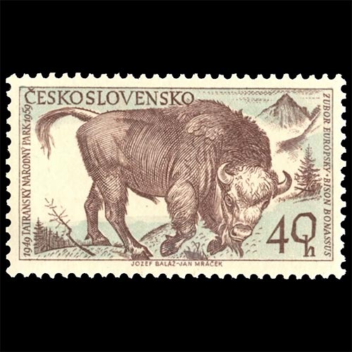 Czechoslovakia postage - Bison bonasus (European bison)