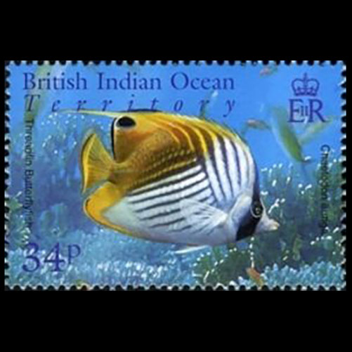 British Indian Ocean Territory postage - Chaetodon auriga (Threadfin butterflyfish)