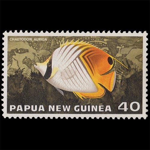 Papua New Guinea postage - Chaetodon auriga (Threadfin butterflyfish)