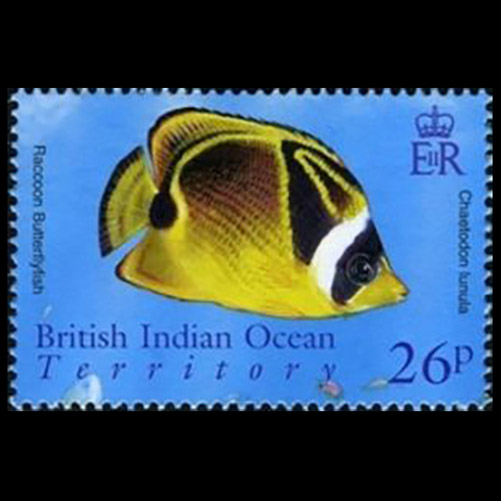 British Indian Ocean Territory postage - Chaetodon lunula (Raccoon butterflyfish)
