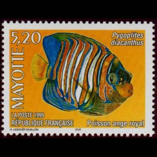 Mayotte postage - Pygoplites diacanthus (Imperial angelfish)