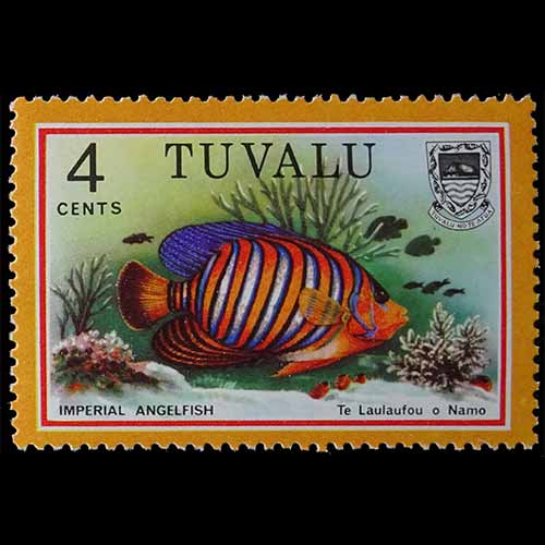 Tuvalu postage - Pygoplites diacanthus (Imperial angelfish)