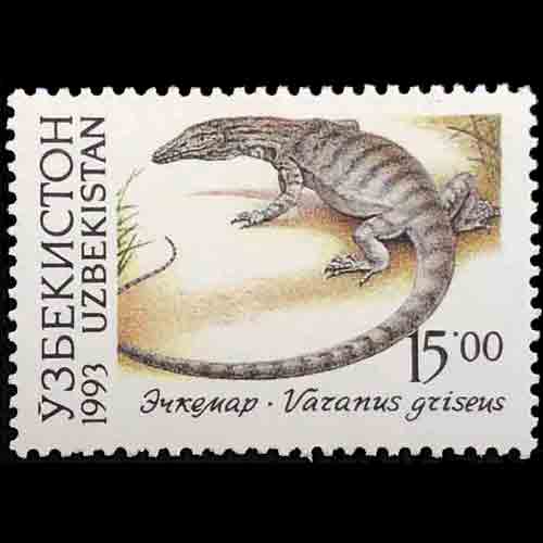 Uzbekistan postage - Varanus griseus (Monitor lizard)
