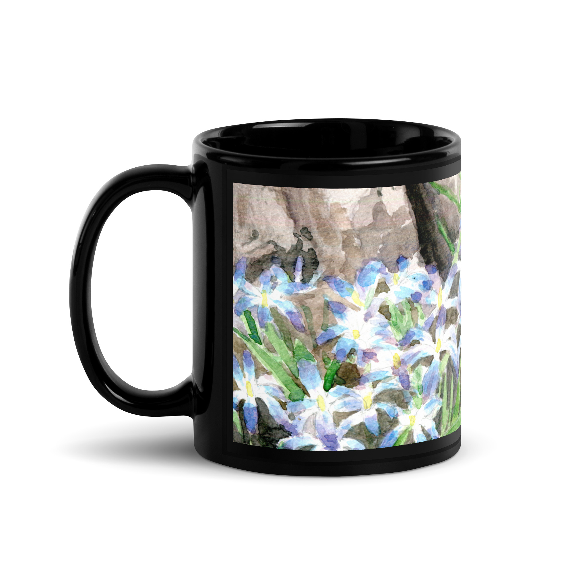 Black glossy mug - Scilla lucilae (Glory of the Snow)