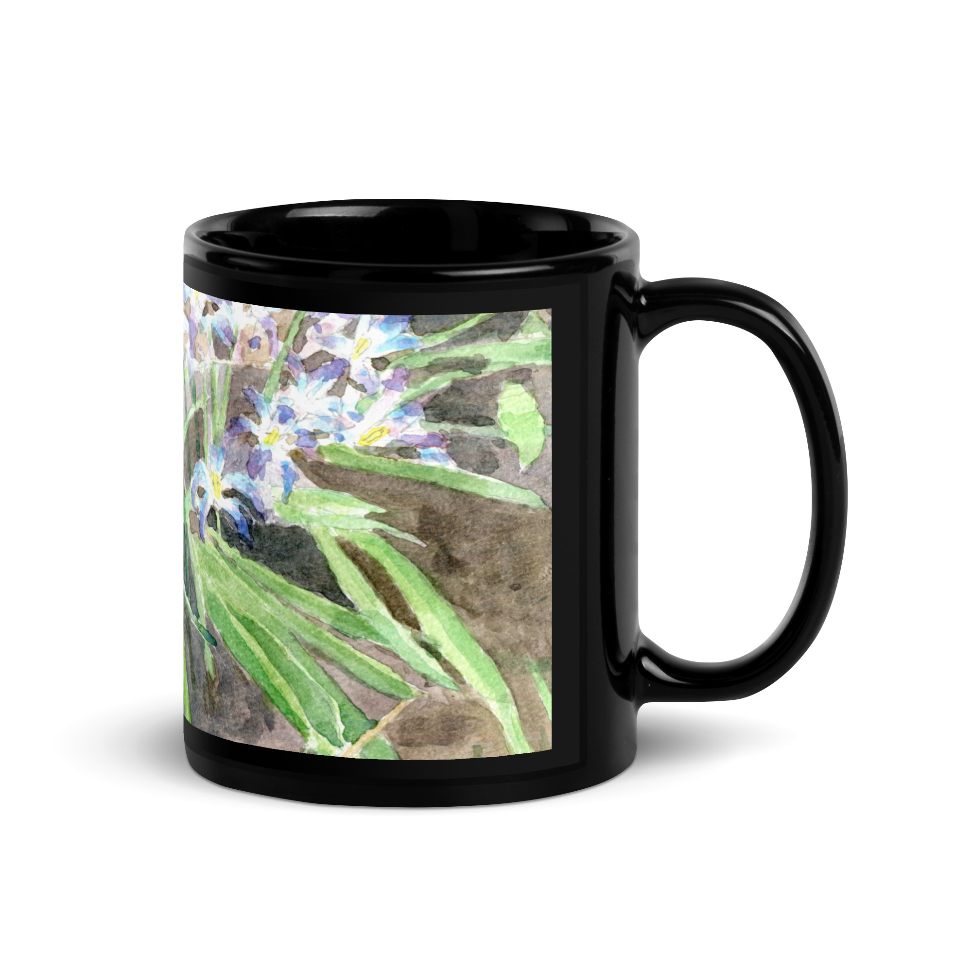 Black glossy mug - Scilla lucilae (Glory of the Snow)