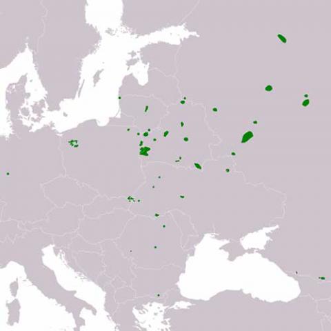 Bison bonasus (European bison) range map