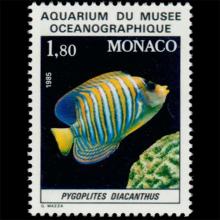 Monaco postage - Pygoplites diacanthus (Imperial angelfish)